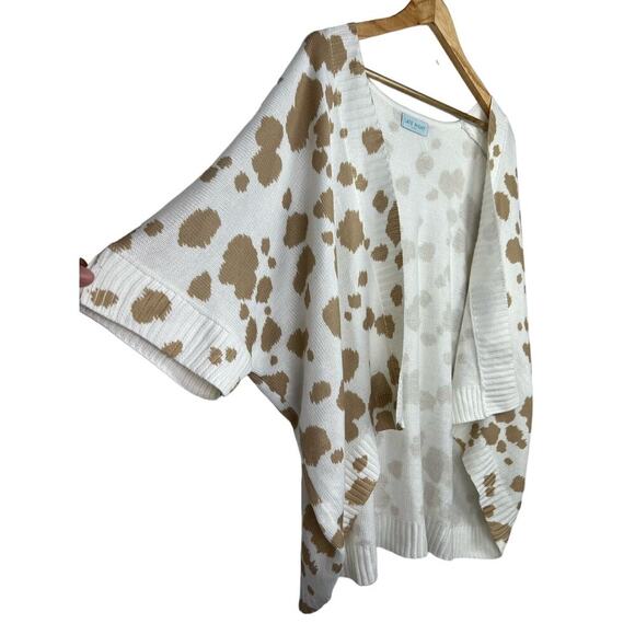 EUC LATE NIGHT Brown/ White Leopard Oversized Open Cardigan Cowgirl Western S - Picture 3 of 11